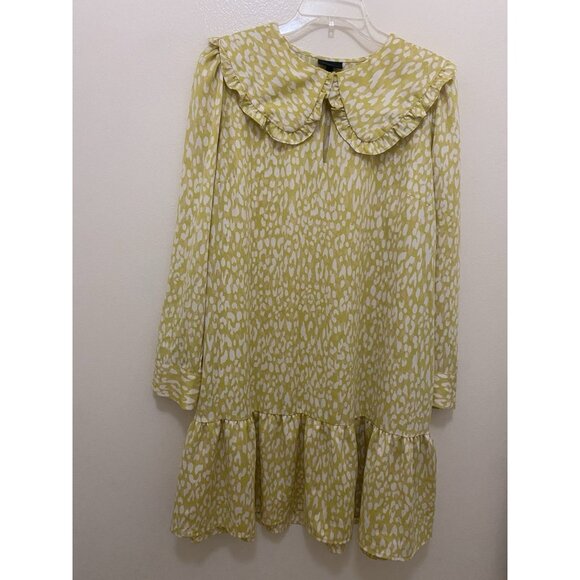 Who What Wear Peasant Dress Sz L Midi Long Sleeve Boho Cottagecore Green White - Picture 1 of 9